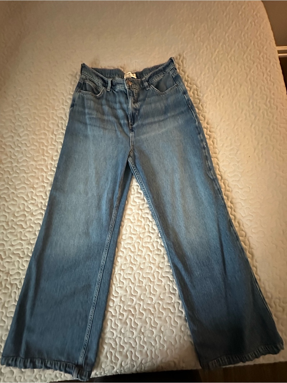 Free People High-Rise Wide Leg Jeans in Light Blue Wash